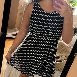 Crochet wavy blue and white striped dress